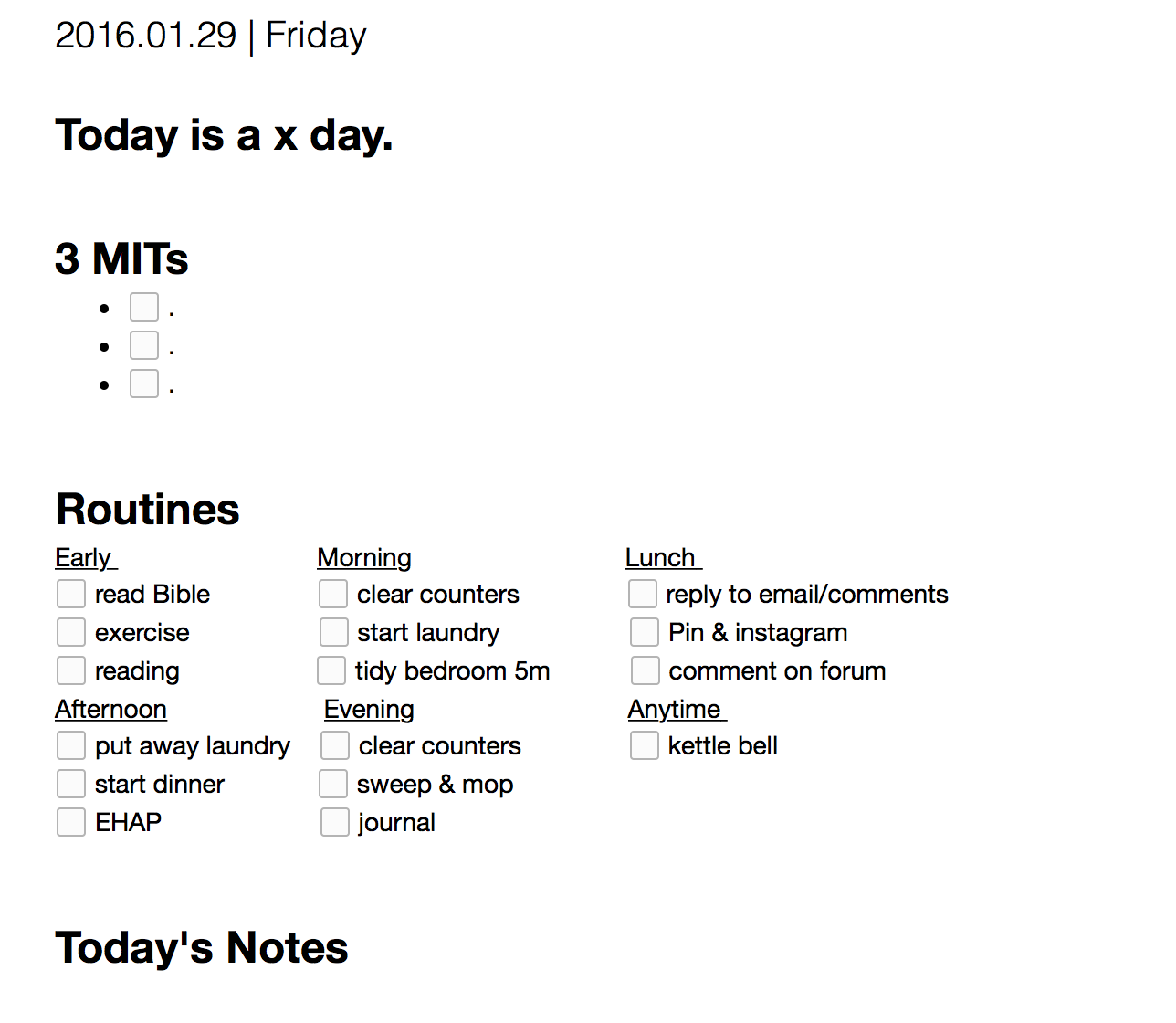 Evernote is a great place for a daily task list